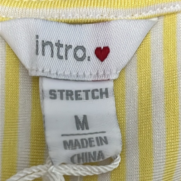 NWT Intro. Medium yellow/white stripes 3/4 sleeves BNWT NEW - Picture 4 of 7